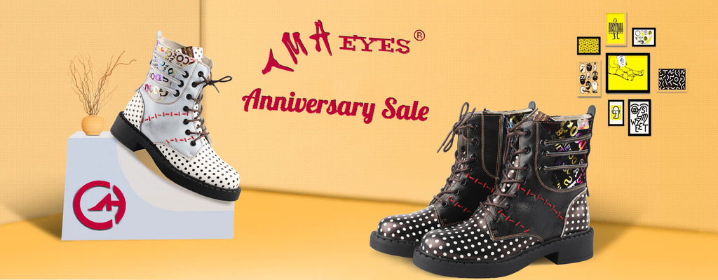 Embrace Style and Craftsmanship: Introducing TMA EYES Women's Hand-Sewn Polka Dot Martin Boots