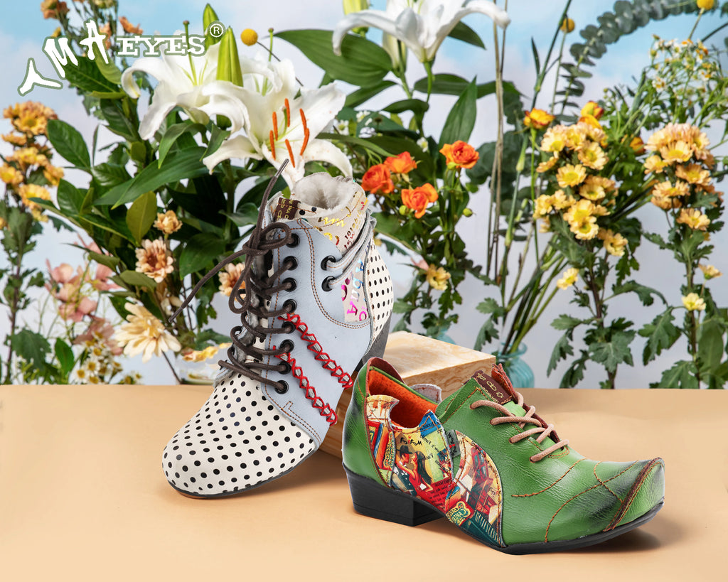 Embrace Elegance: The Allure of TMA EYES Floral Patchwork Leather Shoes