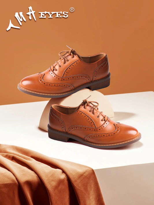 Elevate Your Look with TMA EYES Baroque Retro Carved Oxford Women's Casual Leather Shoes