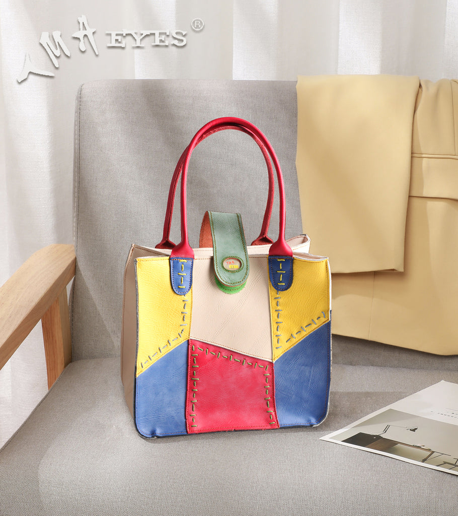 Elevate Your Commute with the TMA EYES Multi-color Patchwork Handbag