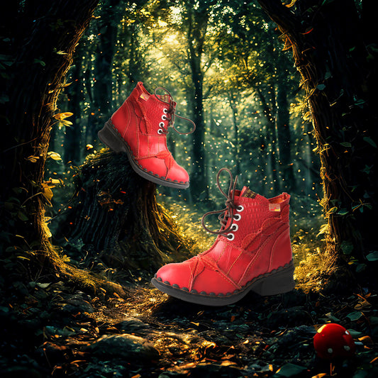 Embrace Nature and Style with TMA EYES’ Leaf-Decorated Leather Ankle Boots