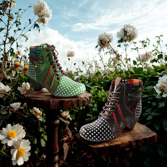 Step into Playful Elegance: TMA EYES Polka Dot High Heel Boots