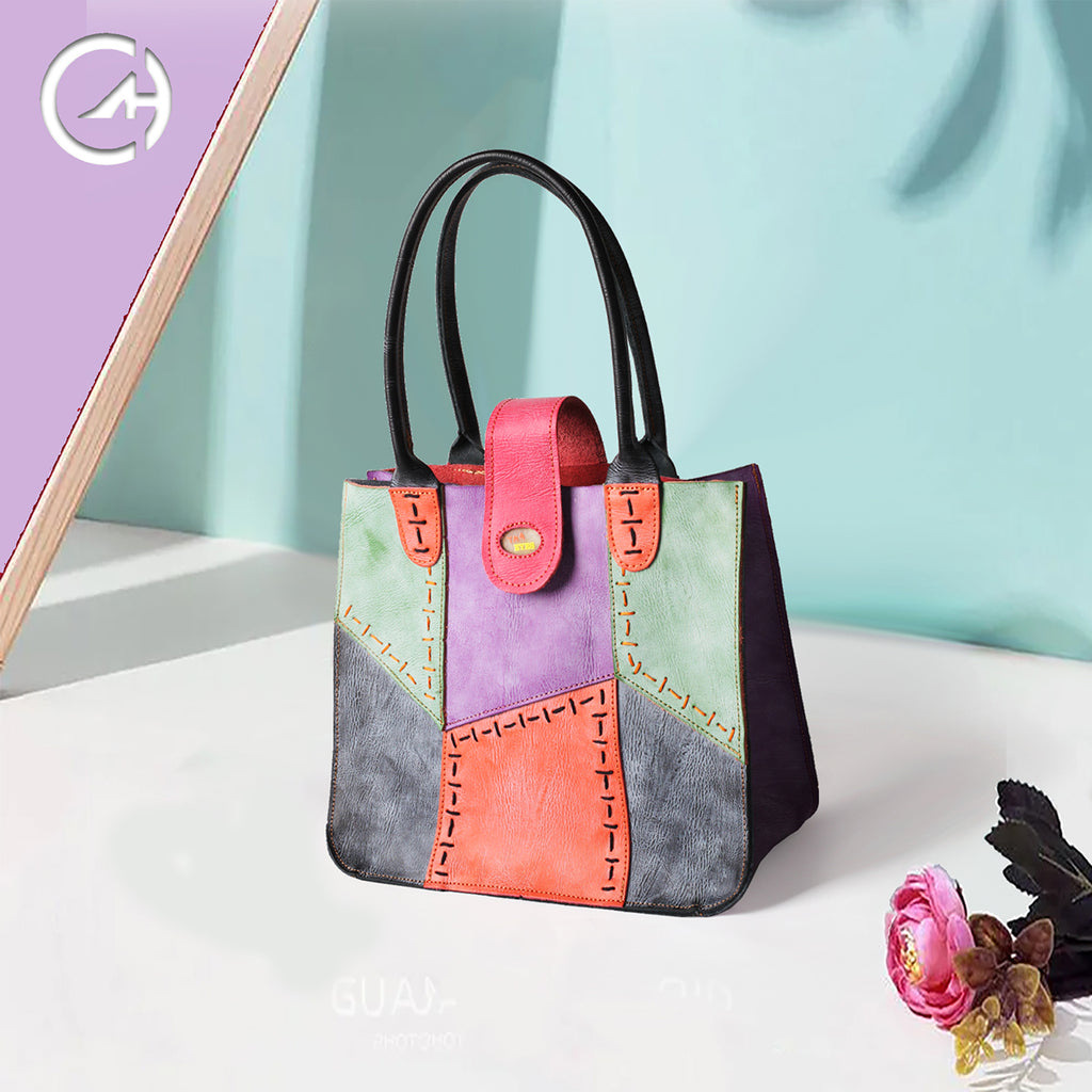 TMA EYES Multi-color Patchwork Handbag: Women's Contrasting New Tote Bag, Lightweight Commute, Fashionable High-End Ladies Bag