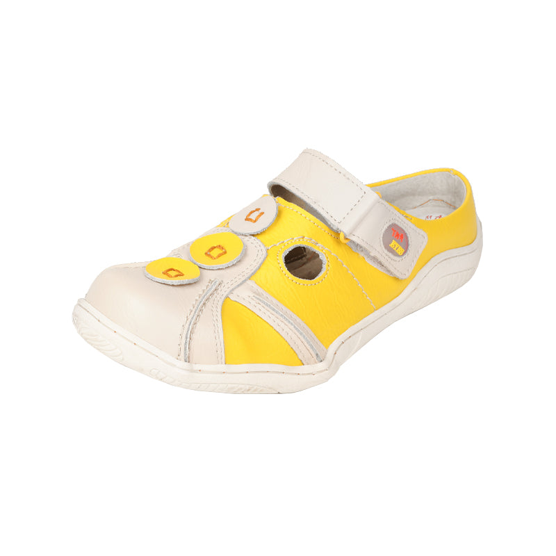 TMA EYES Women's Hand-Stitched Color-Block Slip-On Sandals with Velcro and Hollow Design