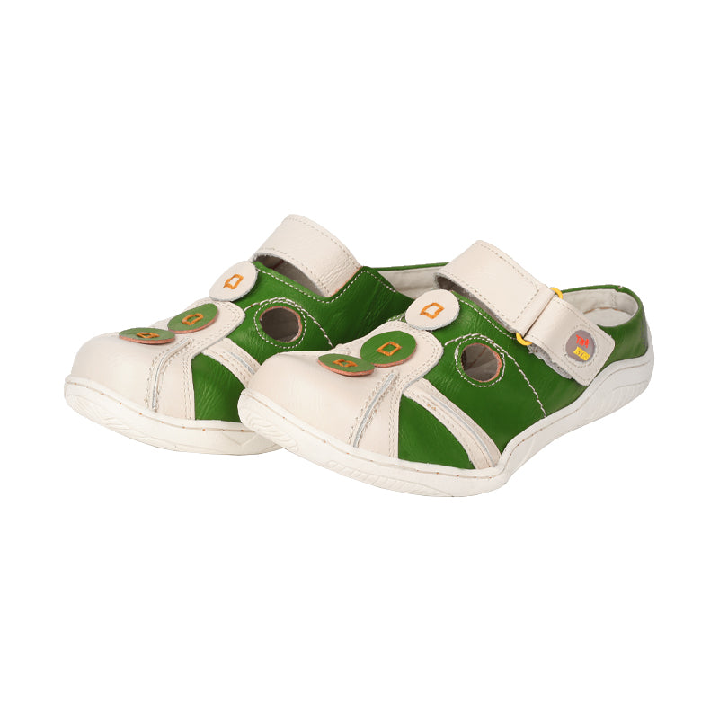 TMA EYES Women's Hand-Stitched Color-Block Slip-On Sandals with Velcro and Hollow Design