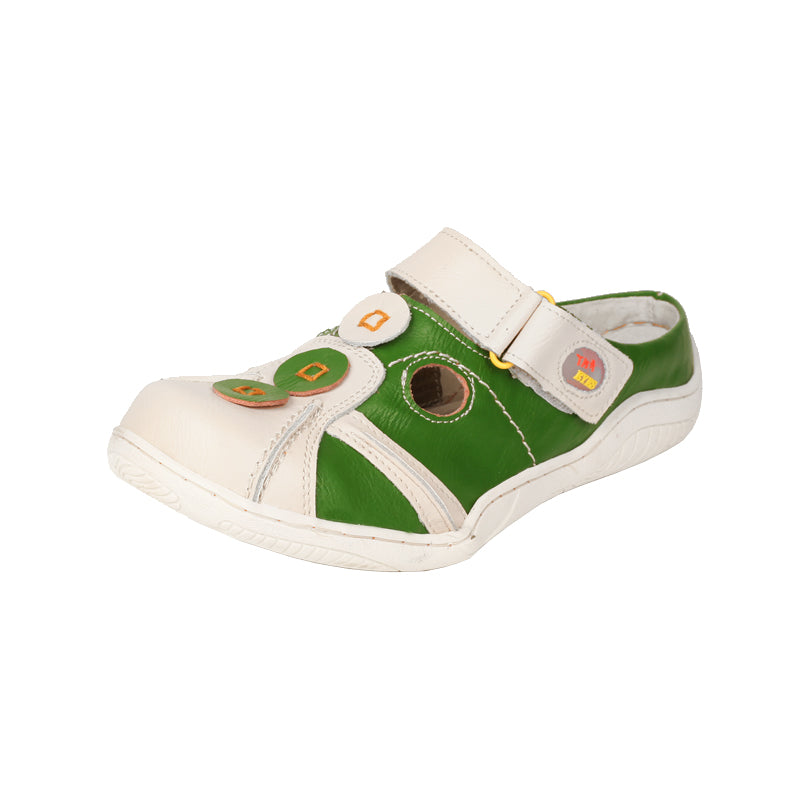 TMA EYES Women's Hand-Stitched Color-Block Slip-On Sandals with Velcro and Hollow Design