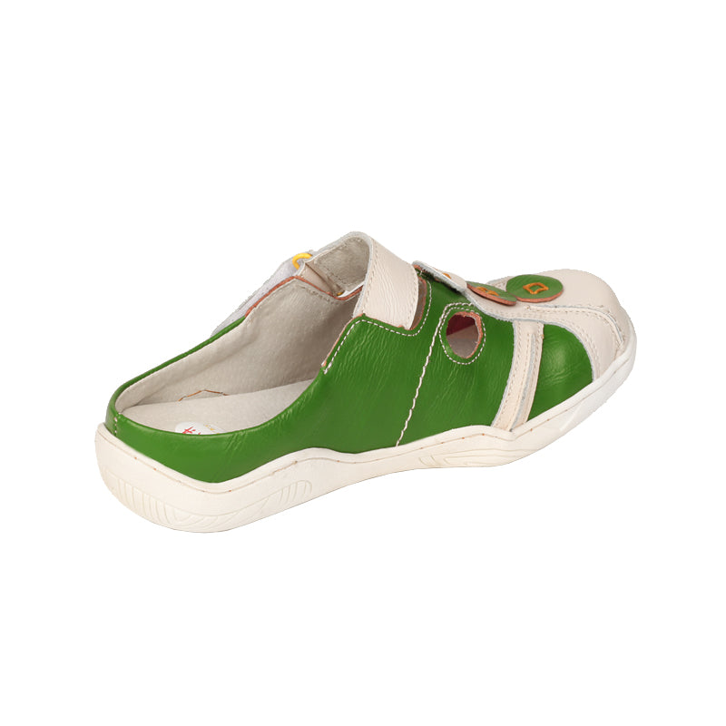 TMA EYES Women's Hand-Stitched Color-Block Slip-On Sandals with Velcro and Hollow Design