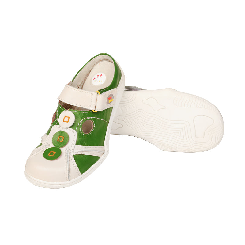 TMA EYES Women's Hand-Stitched Color-Block Slip-On Sandals with Velcro and Hollow Design