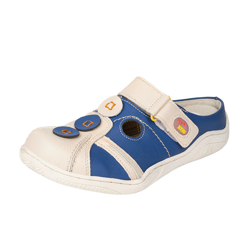 TMA EYES Women's Hand-Stitched Color-Block Slip-On Sandals with Velcro and Hollow Design