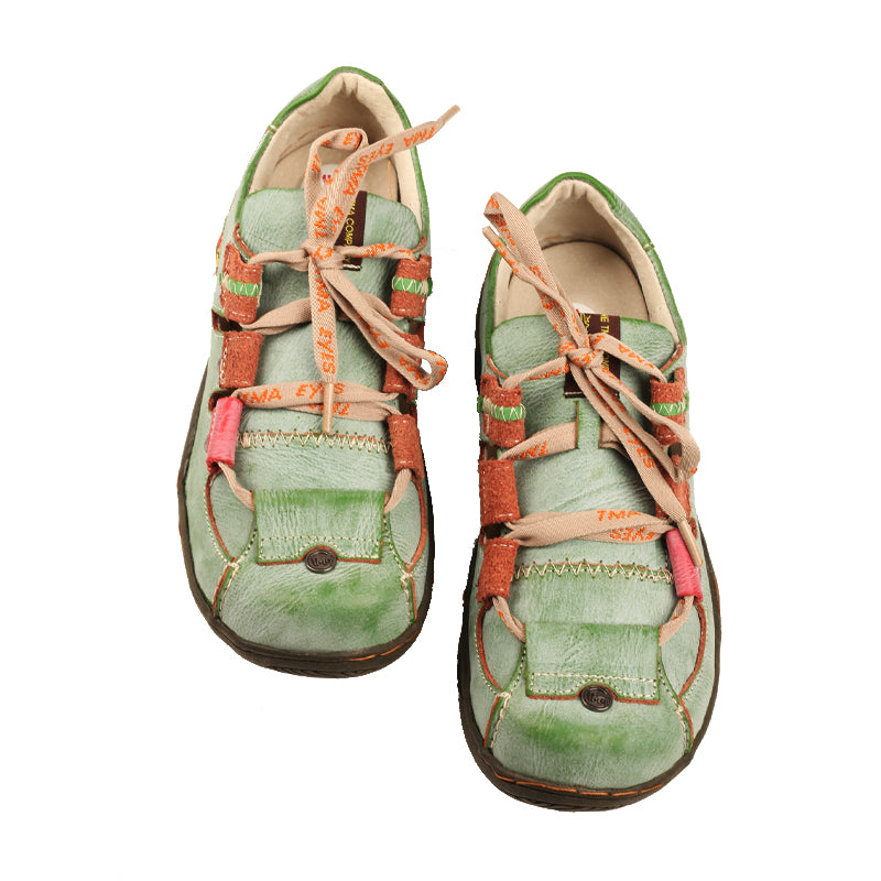 TMA EYES Women's Patchwork Leather Walking Sandal Shoes