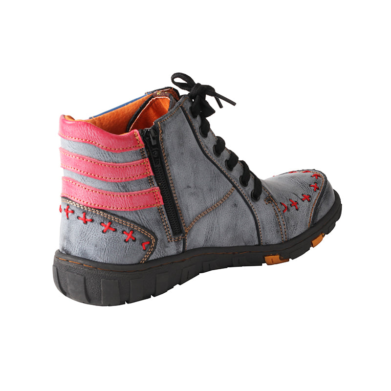 TMA EYES Ladies' New Arrival:  Stripe Patchwork Hand-Stitched Casual Sports Ankle Boots for All Seasons