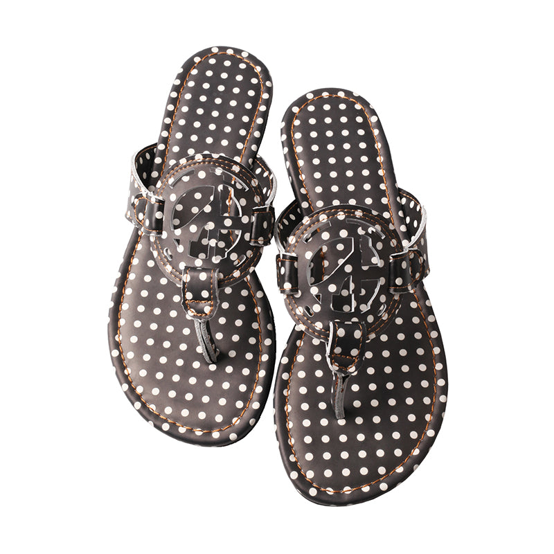 TMA EYES Summer Women's Slip-On Indoor/Outdoor Slides with Printed Polka Dot Style: Casual and Versatile Flat Beach Slippers