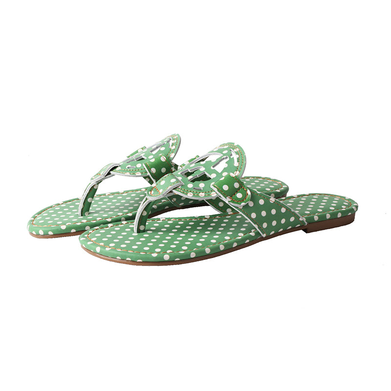 TMA EYES Summer Women's Slip-On Indoor/Outdoor Slides with Printed Polka Dot Style: Casual and Versatile Flat Beach Slippers