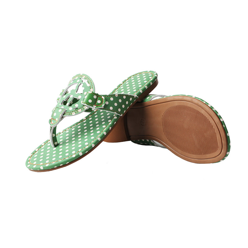 TMA EYES Summer Women's Slip-On Indoor/Outdoor Slides with Printed Polka Dot Style: Casual and Versatile Flat Beach Slippers