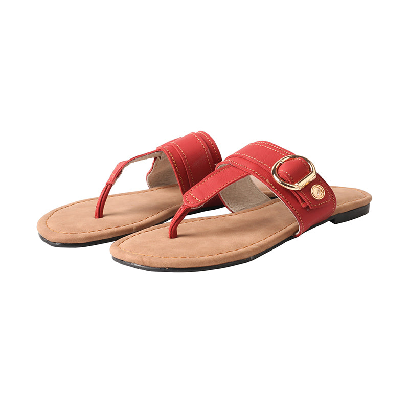 TMA EYES Women's Top-Grain Leather Metal Buckle Toe-Loop Flip-Flop Sandals: Stylish Flat Indoor Slippers crafted from Genuine Leather