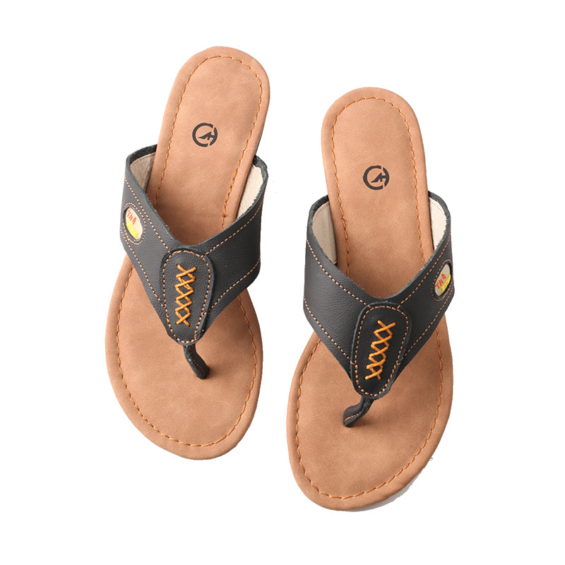 TMA EYES Women's New Arrival: Genuine Leather V-Shaped Toe Comfortable Slip-On Sandals