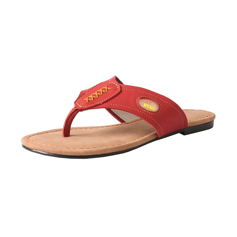 TMA EYES Women's New Arrival: Genuine Leather V-Shaped Toe Comfortable Slip-On Sandals