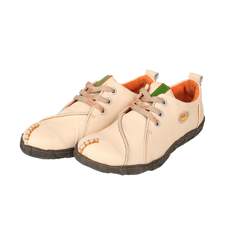 TMA EYES Retro Handmade Soft Leather Shoes Women's Flat Lace-up Walking Casual Shoes