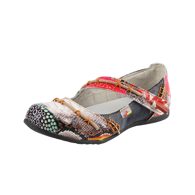 TMA EYES Stylish Color-Block Flat Sandals with Random Prints and Buckle