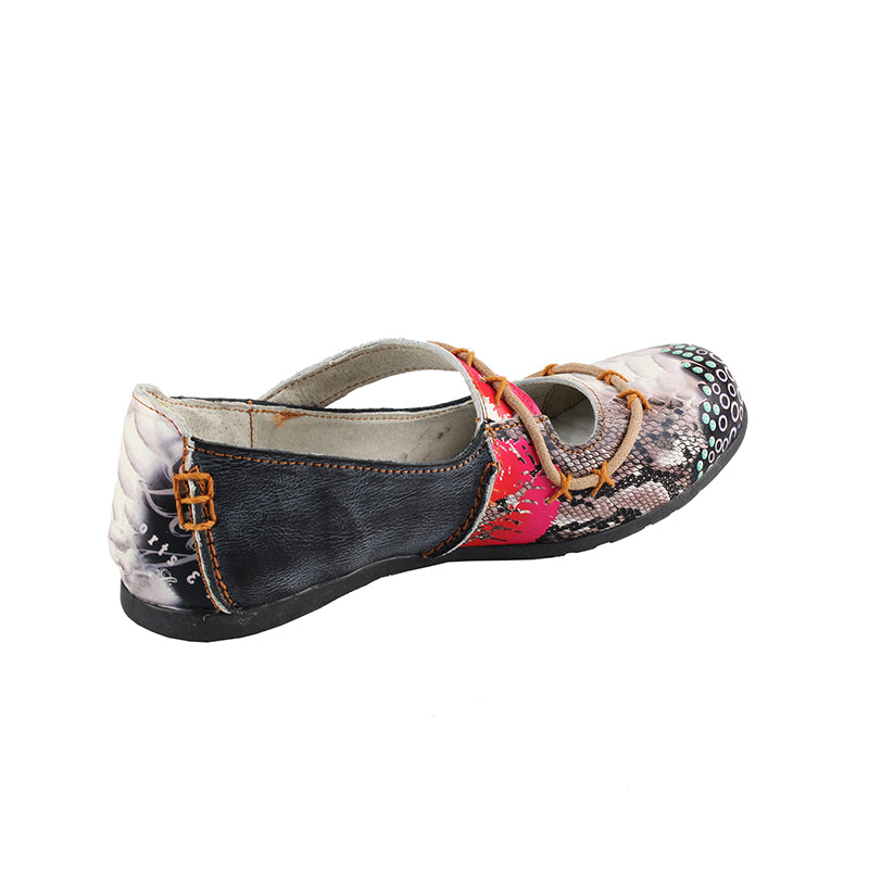 TMA EYES Stylish Color-Block Flat Sandals with Random Prints and Buckle