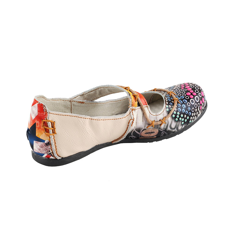 TMA EYES Stylish Color-Block Flat Sandals with Random Prints and Buckle