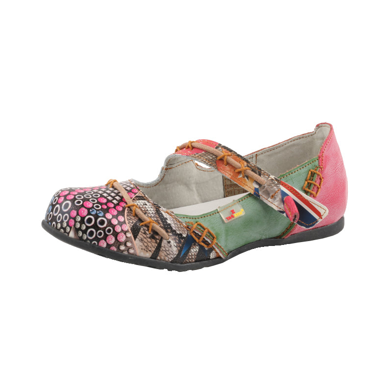 TMA EYES Stylish Color-Block Flat Sandals with Random Prints and Buckle