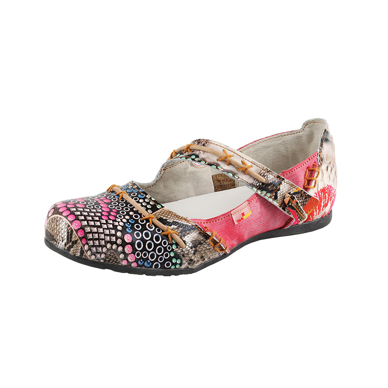 TMA EYES Stylish Color-Block Flat Sandals with Random Prints and Buckle