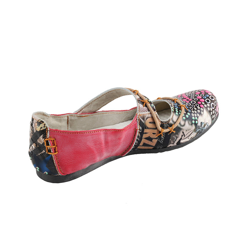 TMA EYES Stylish Color-Block Flat Sandals with Random Prints and Buckle