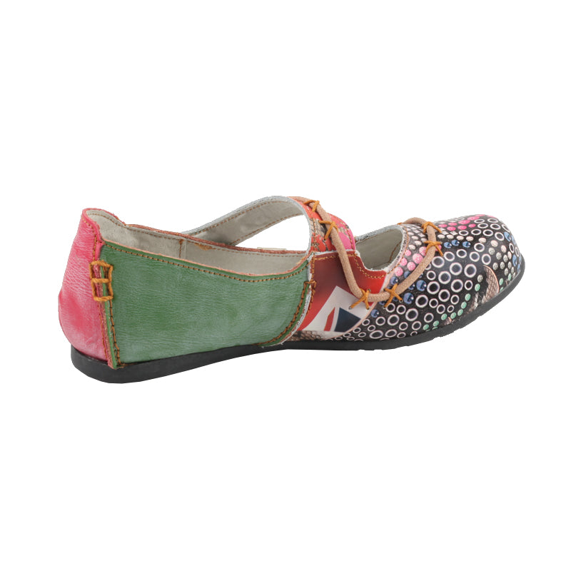 TMA EYES Stylish Color-Block Flat Sandals with Random Prints and Buckle