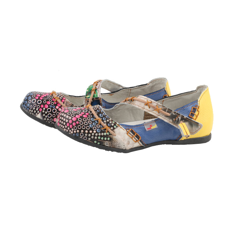 TMA EYES Stylish Color-Block Flat Sandals with Random Prints and Buckle