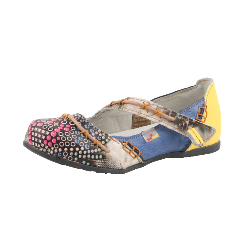 TMA EYES Stylish Color-Block Flat Sandals with Random Prints and Buckle