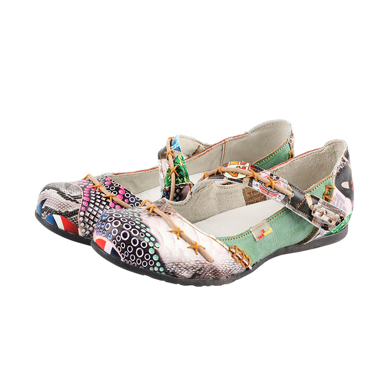 TMA EYES Stylish Color-Block Flat Sandals with Random Prints and Buckle