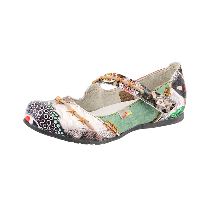 TMA EYES Stylish Color-Block Flat Sandals with Random Prints and Buckle