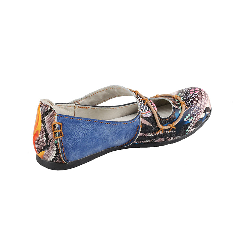 TMA EYES Stylish Color-Block Flat Sandals with Random Prints and Buckle