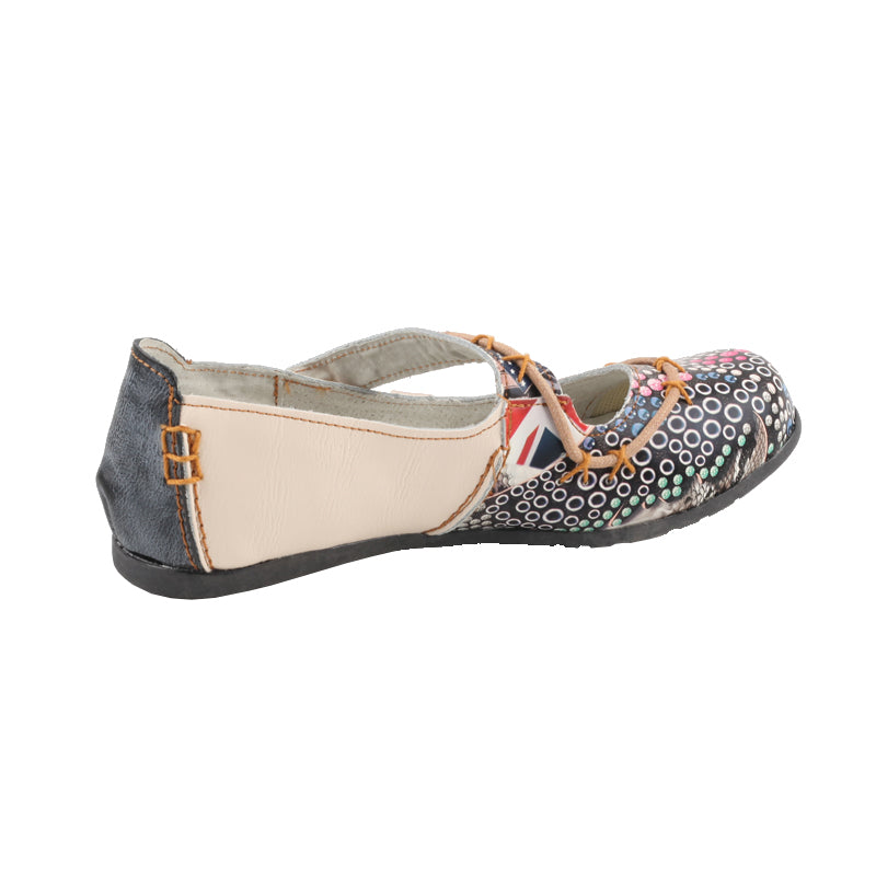 TMA EYES Stylish Color-Block Flat Sandals with Random Prints and Buckle