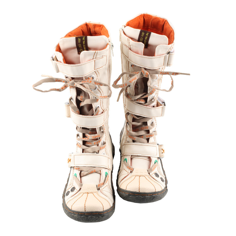 TMA EYES Hot Style Travel Modern Hand-Sewn PU Lined Hairless Inner City Women's Flat Calf Boots