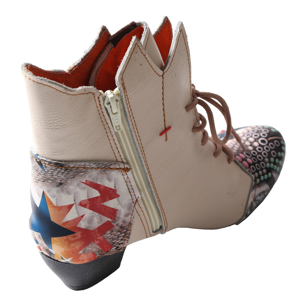 TMA EYES & MAiA Patchwork Leather Fashionable Retro Women's Ankle Boots