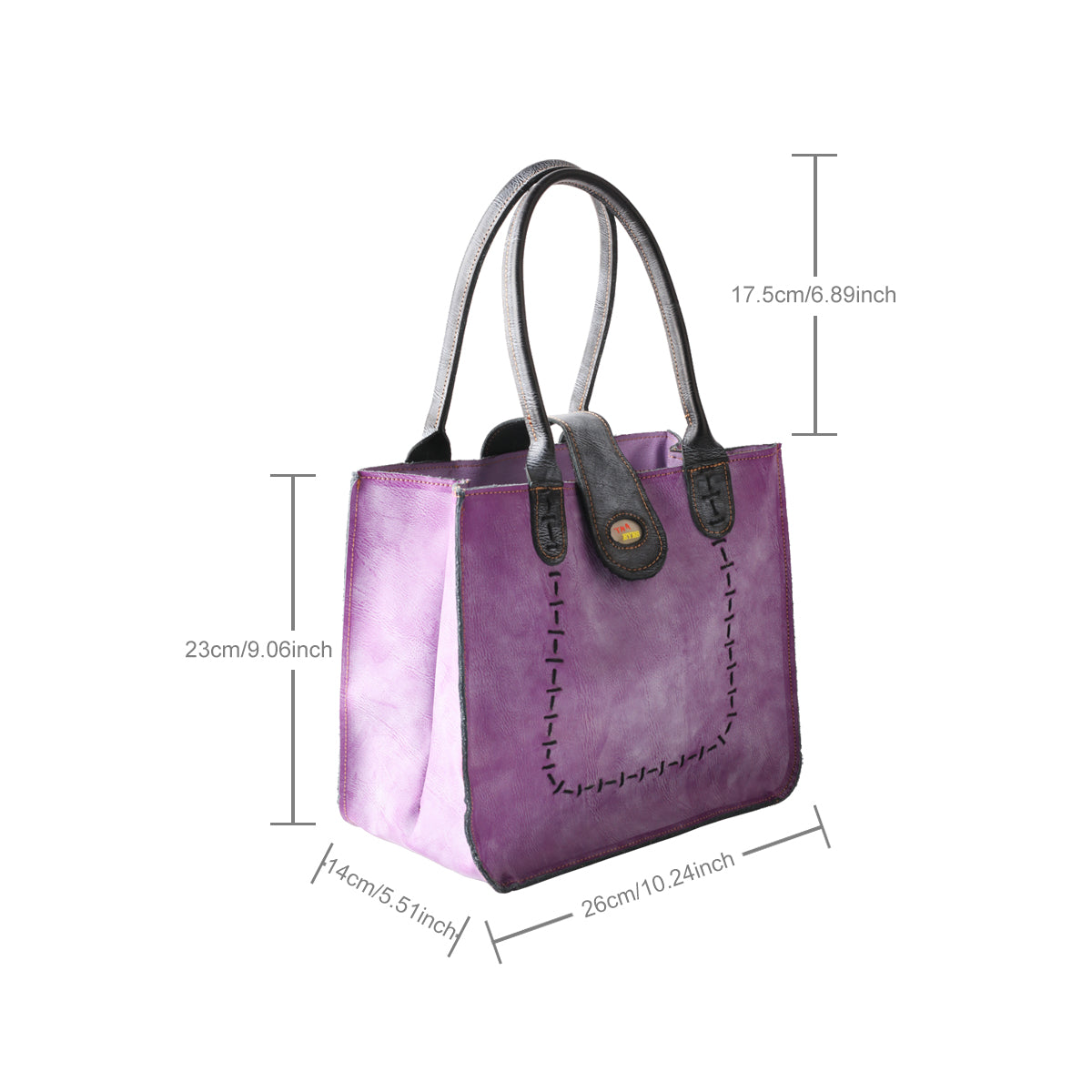 TMA EYES New Handcrafted Color-Blocked Genuine Leather Tote Bag: Perfect for School, Work, and Commuting