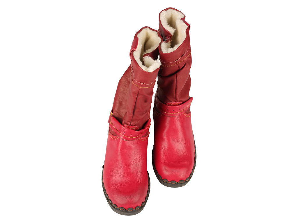 TMA EYES Buckle Leather Faux Fur Women Fashion Boots